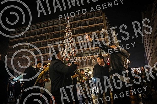 Atmosphere in the center of Belgrade on New Year's Eve.Atmosfera u centru Beograda uoci Nove godine.