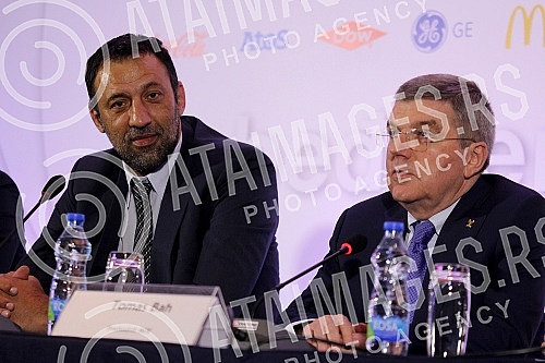 Poseta Tomasa Baha (Thomas Bach) predsednika Medjunarodnog Olimpijskog komiteta (International Olympic Committe) Beogradu. Konferencija odrzana u Crowne Plaza.