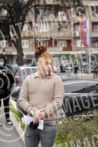 Stefan Djuric Rasta is leaving the court after reaching an agreement in the First Basic Court in Belgrade on admitting guilt for illegal possession of drugs, which he concluded with the Belgrade Higher Public Prosecutor's Office, and was sentenced to