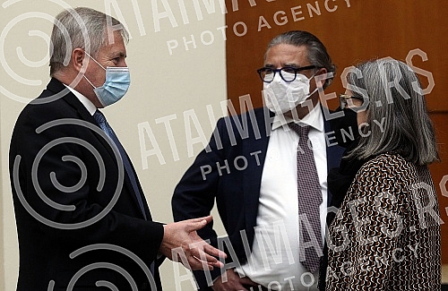 A meeting between Foreign Minister Nikola Selakovic and the Head of the EU Delegation to Serbia, Emanuele Giaufret, and the ambassadors of EU members accredited to Serbia was held at the Palace of Serbia. U Palati Srbija odrzan je sastanak ministra