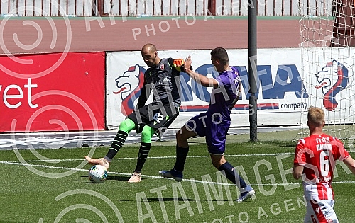 Training match between FC Red Star and FC Graficr played at the Rajko Mitic stadium. Trening utakmica FK Crvena zvezda i FK Graficar odigrana na stadionu Rajko Mitic.
