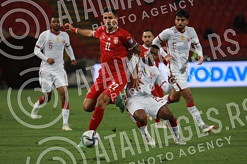 The football players of the national teams of Serbia and Qatar are playing a friendly match at the Rajko Mitic Stadium.Fudbaleri reprezentacija Srbije i Katara na stadionu Rajko Mitic igraju prijateljski mec.