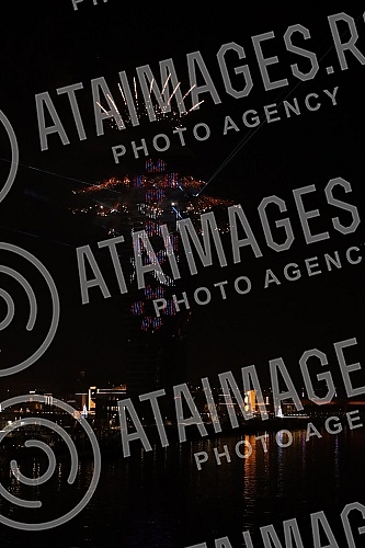 In the spirit of the festive mood, fireworks accompanied by a laser projection were fired from the tallest building in the region, the Belgrade Tower, at midnight between January 13th and 14th.
U duhu praznicnog raspolozenja sa najvise zgrade u regi In the spirit of the festive mood, fireworks accompanied by a laser projection were fired from the tallest building in the region, the Belgrade Tower, at midnight between January 13th and 14th.
U duhu praznicnog raspolozenja sa najvise zgrade u regi