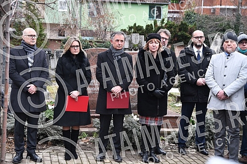 The ceremonial laying of wreaths on the renovated tombstone of Josip Runjanin at the Assumption Cemetery in Novi Sad marked the 200th anniversary of the birth of the composer of the Croatian national anthem as part of the celebration of the First Nat The ceremonial laying of wreaths on the renovated tombstone of Josip Runjanin at the Assumption Cemetery in Novi Sad marked the 200th anniversary of the birth of the composer of the Croatian national anthem as part of the celebration of the First Nat