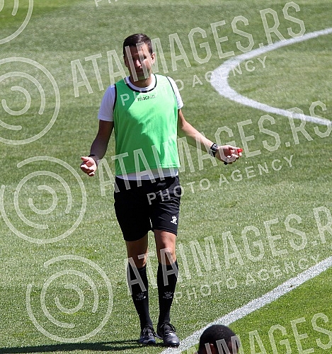 Training match between FC Red Star and FC Graficr played at the Rajko Mitic stadium. Trening utakmica FK Crvena zvezda i FK Graficar odigrana na stadionu Rajko Mitic.