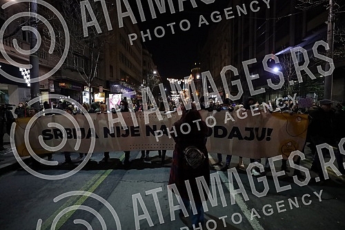 In front of the Presidency, a protest is being held against the excavation of lithium and pine on the territory of the whole of Serbia, under the name 