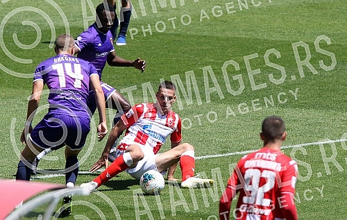Training match between FC Red Star and FC Graficr played at the Rajko Mitic stadium. Trening utakmica FK Crvena zvezda i FK Graficar odigrana na stadionu Rajko Mitic.
