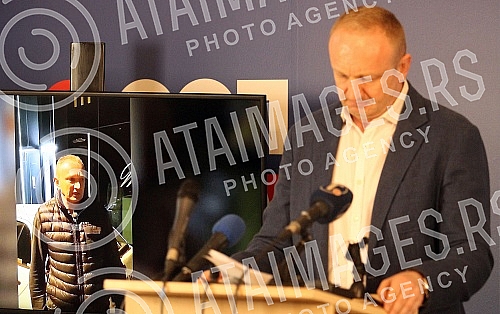 In the premises of the Party of Freedom and Justice, a press conference of the President of the SSP, Dragan Djilas, on the trial for the alleged violation of the ban on movement during curfew.U prostorijama Stranke slobode i pravde konferencija za 