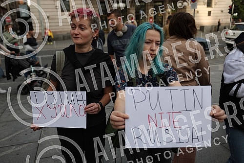 Protest of Russian emigrants against the mobilization that is being carried out in Russia, and at the invitation of the Russian movement 