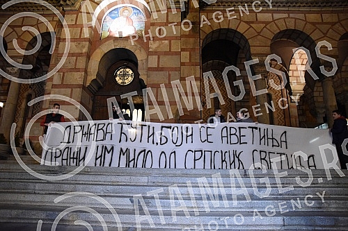 Support Meeting for Serbs and the Serbian Orthodox Church in Montenegro in front of Church of St. Mark.Skup podrske Srbima i SPC u Crnoj Gori ispred crkve Svetog Marka.