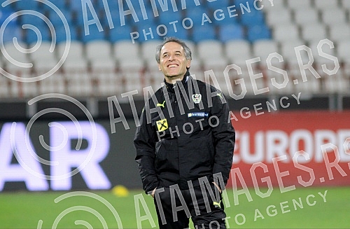 Press Conference and Training of the Austrian national football team (Osterreichische Team) held at the stadium 