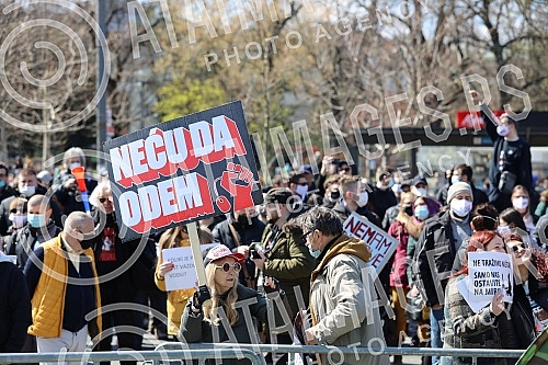 Freelancers protest against the proposal to amend the Law on personal income tax, which was adopted by the Government in front of the National assembly of Serbia.Protest frilensera zbog predloga za izmenu Zakona o porezu na dohodak gradjana koji je