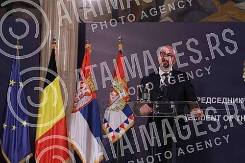 A meeting of Aleksandar Vucic, president of Republic of Serbia and  Prime Minister of the Kingdom of Belgium Charles Michel.Sasatanak Aleksandra Vucica, predsednika Srbije i Carlsa Micela, premijera Kraljevine Belgije.