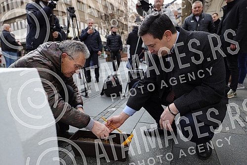 In Knez Mihailova Street, near the Russian Tsar restaurant, a press conference was held by the president of the movement 