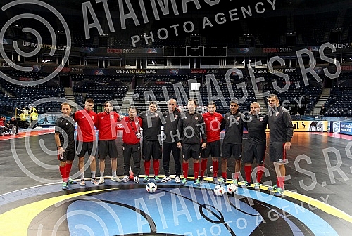 Obilazak Sinise Malog - gradonacelnika Beograda Kombank arene i postavljenog terena za predstojece takmicenje u futsalu - EURO 2016.