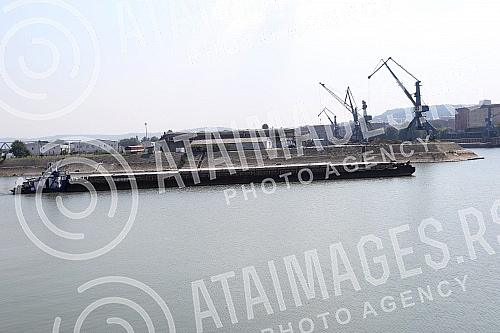 Belgrade Port on river Danube.Luka Beograd na reci Dunav.