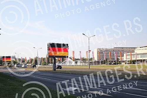 Festive reception of German Chancellor Angela Merkel in front of the Palace of Serbia.Svecani docek nemacke kancelarke Angela Merkel ispred Palate Srbija.