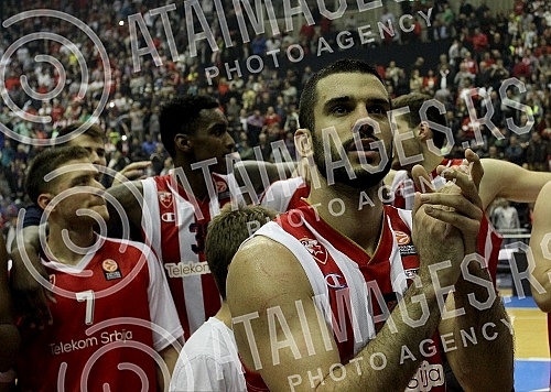 Utakmica sedmog (7.) kola Evrolige (7th Round Group A Turkish Airlines Euroleague) izmedju KK Crvena zvezda Telekom (Belgrade, Serbia) i Real Madrid (Madrid, Spain) odigran u Hali Pionir. 