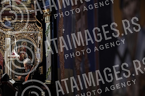Morning liturgy at a church in a settlement Jacovo.Jutarnja liturgija u crkvi u naselju u Jakovu.