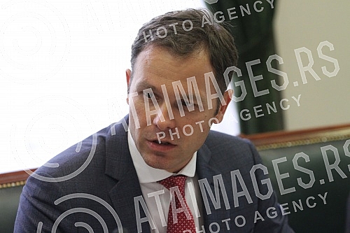 Meeting of Sinisa Mali and IMF Mission commerce in Belgrade.Sastanak Sinise Malog i predstavnika MMF.