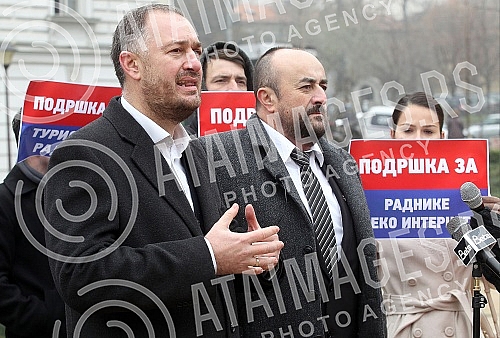 Dveri Vice President Ivan Kostic and Milovan Jakovljevic held a press conference on 