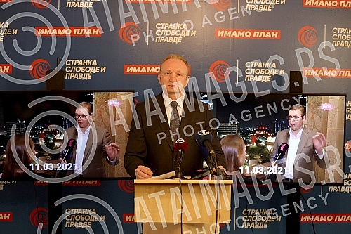 The president of the Party of Freedom and Justice, Dragan Djilas, held a press conference at the party's headquarters.Predsednik Stranke slobode i pravde Dragan Djilas odrzao je  konferenciju za medije u sedistu stranke. 