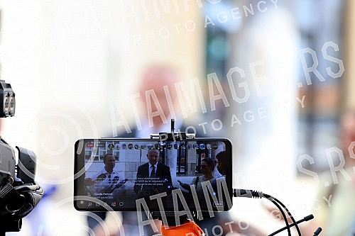 The president of the Freedom and Justice Party, Dragan Djilas, gave a statement to the First Basic Public Prosecutor's Office regarding the charges he filed against Serbian President Aleksandar Vucic and Finance Minister Sinisa Mali for The president of the Freedom and Justice Party, Dragan Djilas, gave a statement to the First Basic Public Prosecutor's Office regarding the charges he filed against Serbian President Aleksandar Vucic and Finance Minister Sinisa Mali for