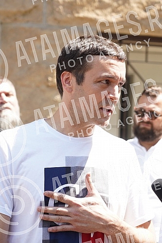 In front of the Supreme Court of Cassation, the press conference of the Democratic Party of Serbia regarding the decision of the Court of Appeal in the case in which the vice-president of that party, Uros Jankovic, was convicted of embezzlement with 