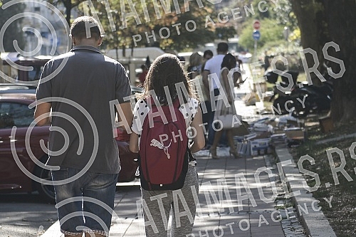 Kosovska street closed due to the sale of used books.Kosovska ulica zatvorena zbog prodaje polovnih knjiga.