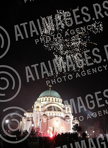 Proslava, sa vatrometom, Srpske (Pravoslavne) Nove godine ispred Hrama Svetog Save. Proslava, sa vatrometom, Srpske (Pravoslavne) Nove godine ispred Hrama Svetog Save.