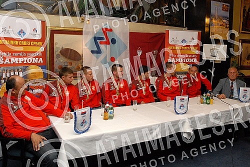Konferencija za medije Kuglaskog saveza Srbije povodom osvajanja zlatne medalje na Svetskom prvenstvu u Nemackoj.