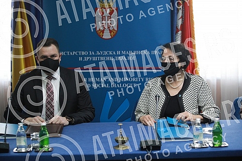 Minister of human and minority rights and social dialogue Gordana Comic met with Minister of human rights and refugees of Bosnia and Herzegovina Milos Lucic at the Palace of Serbia