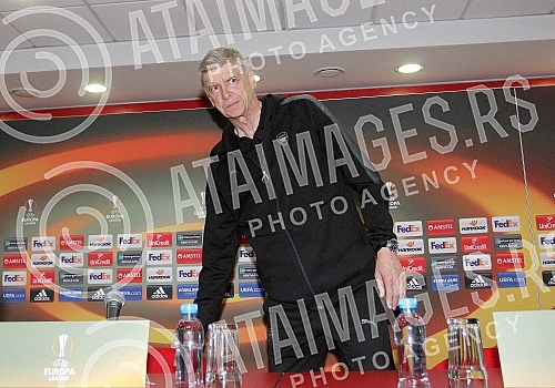 Press conference of Arsene Wenger - coach of FC Arsenal before the game in Group H Europa League FK Crvena zvezda vs FC Arsenal. Pres konferencija Arsena Vengera pred utakmicu Grupe H UEFA Evropa Liga izmedju FK Crvena zvezda i FC Arsenal.