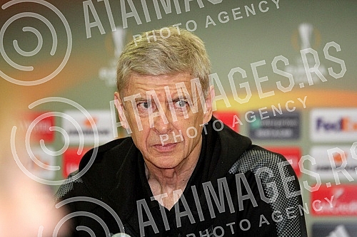 Press conference of Arsene Wenger - coach of FC Arsenal before the game in Group H Europa League FK Crvena zvezda vs FC Arsenal. Pres konferencija Arsena Vengera pred utakmicu Grupe H UEFA Evropa Liga izmedju FK Crvena zvezda i FC Arsenal.