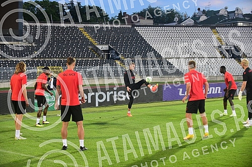 The players of FC Nice held a training session on the occasion of the upcoming Conference League match against FC Partizan.Igraci FK Nice odrzali su trening povodom predstojeceg meca Lige konferencija koji igraju protiv FK Partizan.