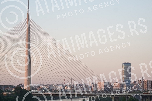 View of Belgrade from the terrace of the Ada Mall.Pogled na Beograd sa terase trznog centra Ada Mall.