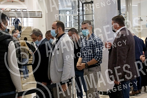 The session of the Main Board of the Serbian Progressive Party is being held in Kombank Hall.Sednica Glavnog odbor Srpske napredne stranke odrzava se u Kombank dvorani.