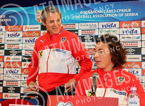Press Conference and Training of the Austrian national football team (Osterreichische Team) held at the stadium 