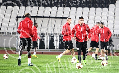 Press conference and practice of FC Skenderbeu on stadium FK Partizan.Pres konferencija i trening FC Skenderbeu na stadionu FK Partizan. 