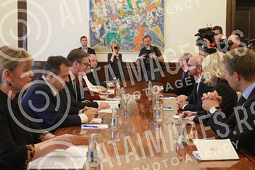 A meeting of Aleksandar Vucic, president of Republic of Serbia and  Prime Minister of the Kingdom of Belgium Charles Michel.Sasatanak Aleksandra Vucica, predsednika Srbije i Carlsa Micela, premijera Kraljevine Belgije.