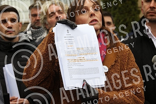 A press conference was held in front of the Special Department for Organized Crime and Corruption of the High Court The People's Party and the Free Serbia Movement on the occasion of filing criminal charges against the Prime Minister of Serbia Ana Br