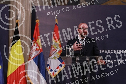 A meeting of Aleksandar Vucic, president of Republic of Serbia and  Prime Minister of the Kingdom of Belgium Charles Michel.Sasatanak Aleksandra Vucica, predsednika Srbije i Carlsa Micela, premijera Kraljevine Belgije.