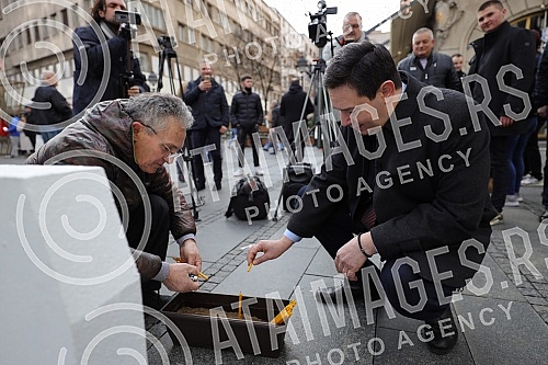 In Knez Mihailova Street, near the Russian Tsar restaurant, a press conference was held by the president of the movement 