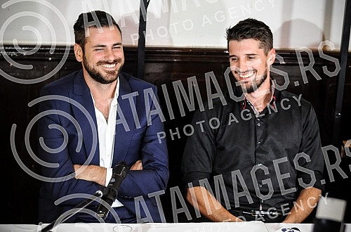 Press conference of Croatian cello duo - 2Cellos held in restaurant 