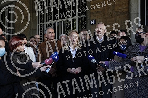 Press conference of the President of the Party of Freedom and Justice Dragan Djilas and the President of the Belgrade City Board of the Party of Freedom and Justice Mile Popovic in front of the National Assembly building (Kralja Milana 14) where the Press conference of the President of the Party of Freedom and Justice Dragan Djilas and the President of the Belgrade City Board of the Party of Freedom and Justice Mile Popovic in front of the National Assembly building (Kralja Milana 14) where the