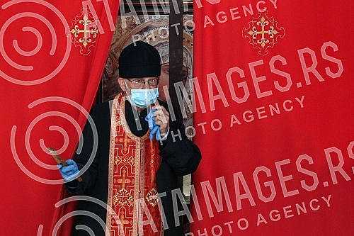 Morning liturgy at a church in a settlement Jacovo.Jutarnja liturgija u crkvi u naselju u Jakovu.