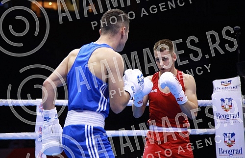 2021 Olympic Boxing World Championships - Stark Arena. Round 32, Light Middleweight (71kg), Filip Kolar (Croatia) (RED) vs Don Emini (Norway).
Svetsko prvenstvo u olimpijskom boksu 2021 - Stark arena. 2021 Olympic Boxing World Championships - Stark Arena. Round 32, Light Middleweight (71kg), Filip Kolar (Croatia) (RED) vs Don Emini (Norway).
Svetsko prvenstvo u olimpijskom boksu 2021 - Stark arena.