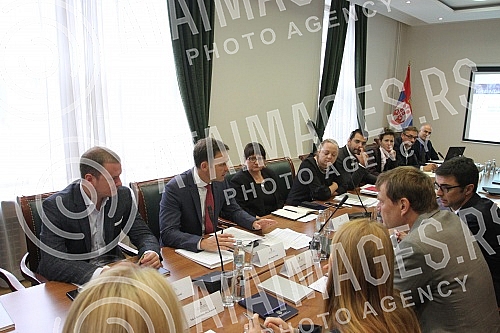 Meeting of Sinisa Mali and IMF Mission commerce in Belgrade.Sastanak Sinise Malog i predstavnika MMF.