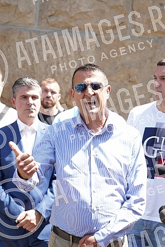 In front of the Supreme Court of Cassation, the press conference of the Democratic Party of Serbia regarding the decision of the Court of Appeal in the case in which the vice-president of that party, Uros Jankovic, was convicted of embezzlement with 