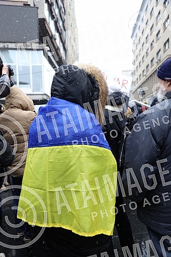 A gathering of non-governmental organizations against the Russian invasion of Ukraine began in Knez Mihailova Street in downtown Belgrade, in front of the Cultural Center.Skup nevladinih organizacija protiv ruske invazije na Ukrajinu, poceo je u Kn